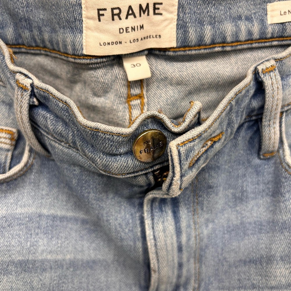 FRAME Jeans Le Nouveau Straight Raw Edge Distressed Cropped Size 30 - Picture 7 of 11